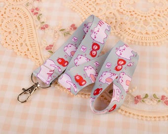 Tiger Lanyard Keychain, Kawaii Cat Lover Gift, School ID Holder