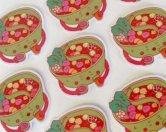 Pegatina Kawaii HotPot / Pegatina de comida asiática adorable / Pegatina para portátil / Pegatinas para agenda / Pegatina de vinilo resistente al agua