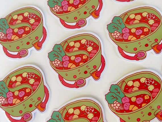 Kawaii Hotpot Sticker | Asian Food Laptop Decal (2.25" x 2.5")，Waterproof