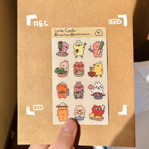 Kochender Hase, Bär, Ente Sticker Bogen | Niedlicher Planer Aufkleber | Niedliche Journaling und Scrapbook Aufkleber | Kawaii Aufkleber | Nettes Geschenk