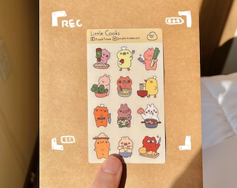 Kawaii Cooking Animals Sticker Sheet, Planner Stickers | Bunny, Bear, Duck Stickers