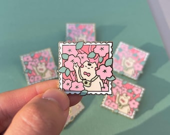 Sakura Blume Katze Stempel Emaille Pin | Kawaii japanischer Stil Revers Pin Design | BFF Geschenk