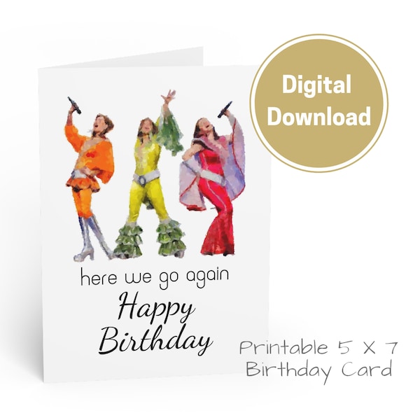 Mamma Mia Abstract Print effect Digital Birthday Card. Instantly Downloadable Mamma Mia Greetings card Ideal for all Musical Theatre lovers