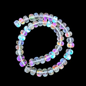 Fire Rainbow Quartz Smooth Rondelle Beads, Mystic Round Beads, Rainbow Hydro Quartz Beads,Jewellery Making, Feceted Gemstone 8 Inch Stend,