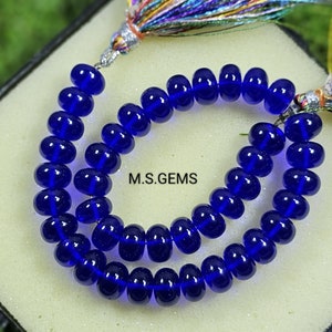 Blue sapphire Quartz Smooth Rondelle Beads,Cobalt Blue Rondelle Beads, Blue Hydro Quartz,Gemstone, Making jewellery 8 Inch Strends