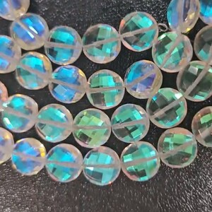 Fire rainbow Quartz coin Feceted Briolette Beads, Mystic  Quartz Coin Briolettes,Rainbow  Quartz Gemstone,jewellery making 8 Inch Strends