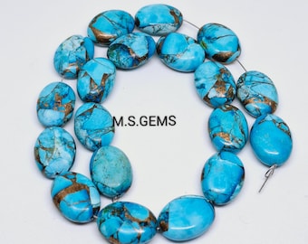 Sky koper turkoois gladde ovale nugget briolette kralen, turkoois gladde ovale kralen, turkoois edelsteen, sieraden maken, 8 inch strends