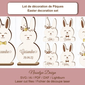 Arquivos digitais de decoração de Páscoa para máquina de corte a laser, máquina cnc, glowforge, cricut. Arquivos .AI .DXF .Lightburn .Pdf .Svg