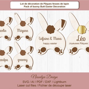 Créez des décorations de Pâques originales avec notre fichier de découpe laser fesses de lapin! Fabriquez-les avec votre machine laser