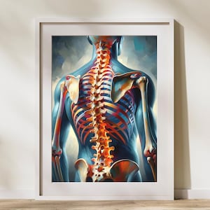 Chiropractic Anatomy Wall Art Printable Human Spine Oil Painting Medical Decor Gift