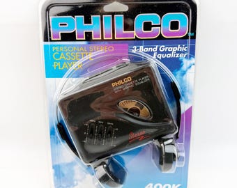 Philco 400K Personal Cassette Player 3 Band Equalizer Headphones Vintage 80s New