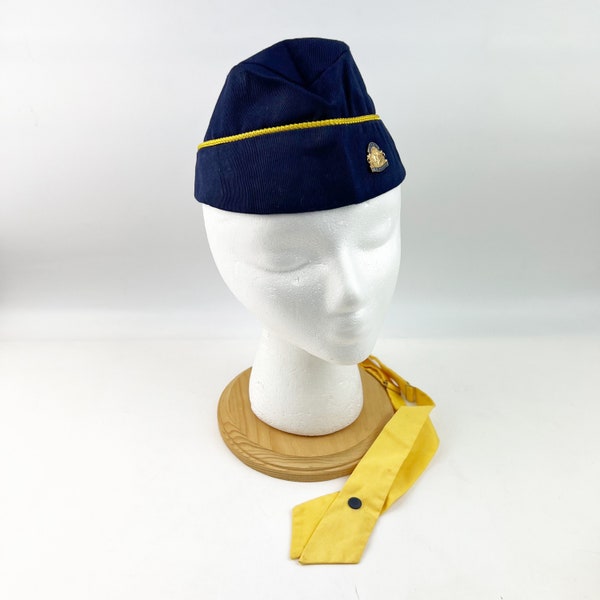 Vintage BSA Den Mother's Hat Cub Scouts Pin Neck Tie Blue Yellow