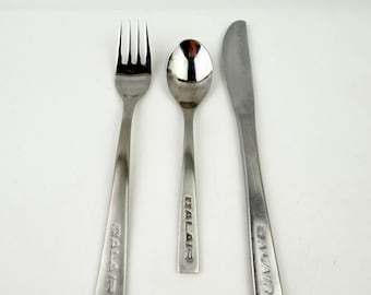 Vintage Boda Buffe Stainless Cutlery Set: Beige Handle Flatware