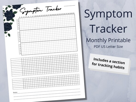Monthly Symptom Tracker Printable PDF Download Track | Etsy