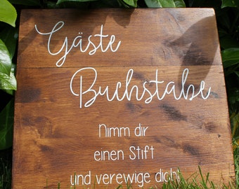 Holzschild Gäste Buchstabe