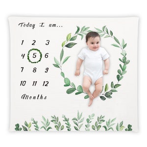 Bio-Baby-Meilenstein-Decke Junge Mädchen umweltfreundliche natürliche Baumwoll-Baby-Decke Bio-Neugeborenen-Decke Baby-Meilenstein-Kranz-Markierung