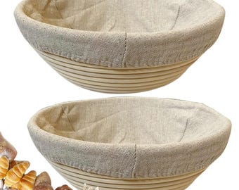 Cesta redonda de fermentación para pan de 9 pulgadas, cesta para hornear pan de masa madre artesanal, herramientas de regalo para panaderos caseros.