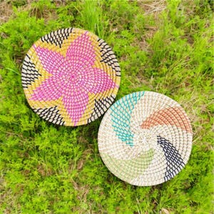 Woven Wall Basket Set Hanging Seagrass Baskets Decorative Boho Styled Baskets All Natural Home Decor Handmade Hanging Wall Basket Decor Gift