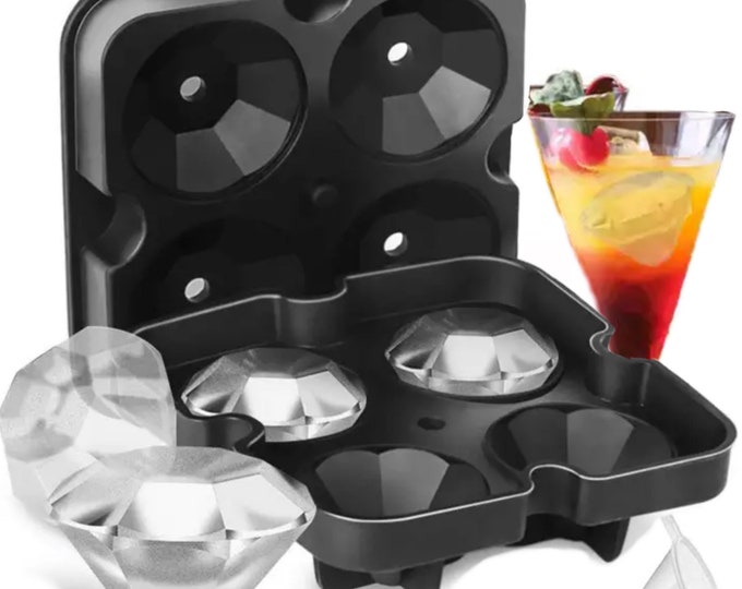 Ice Cube Tray Diamond Ice Cube Trays 4 Cavity Silicone Ice Ball Maker Easy Release Reusable Ice Ball Maker Mold with Lid Easy Release