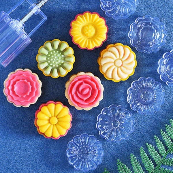 MoonCake Mold, Flowers DIY Baking Mold, Cookie Stamps Mold，Mid-autumn Festival Moon Cake Mold, Flower Hand Pressure Baking Mold, Great Gift