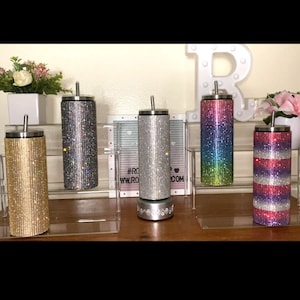 Diamond Water Bottle Bling Rhinestone Tumbler Stainless Steel Thermal Bottle Glitter Cup with Lid and Straw Sparkly Skinny Insulated Bottle