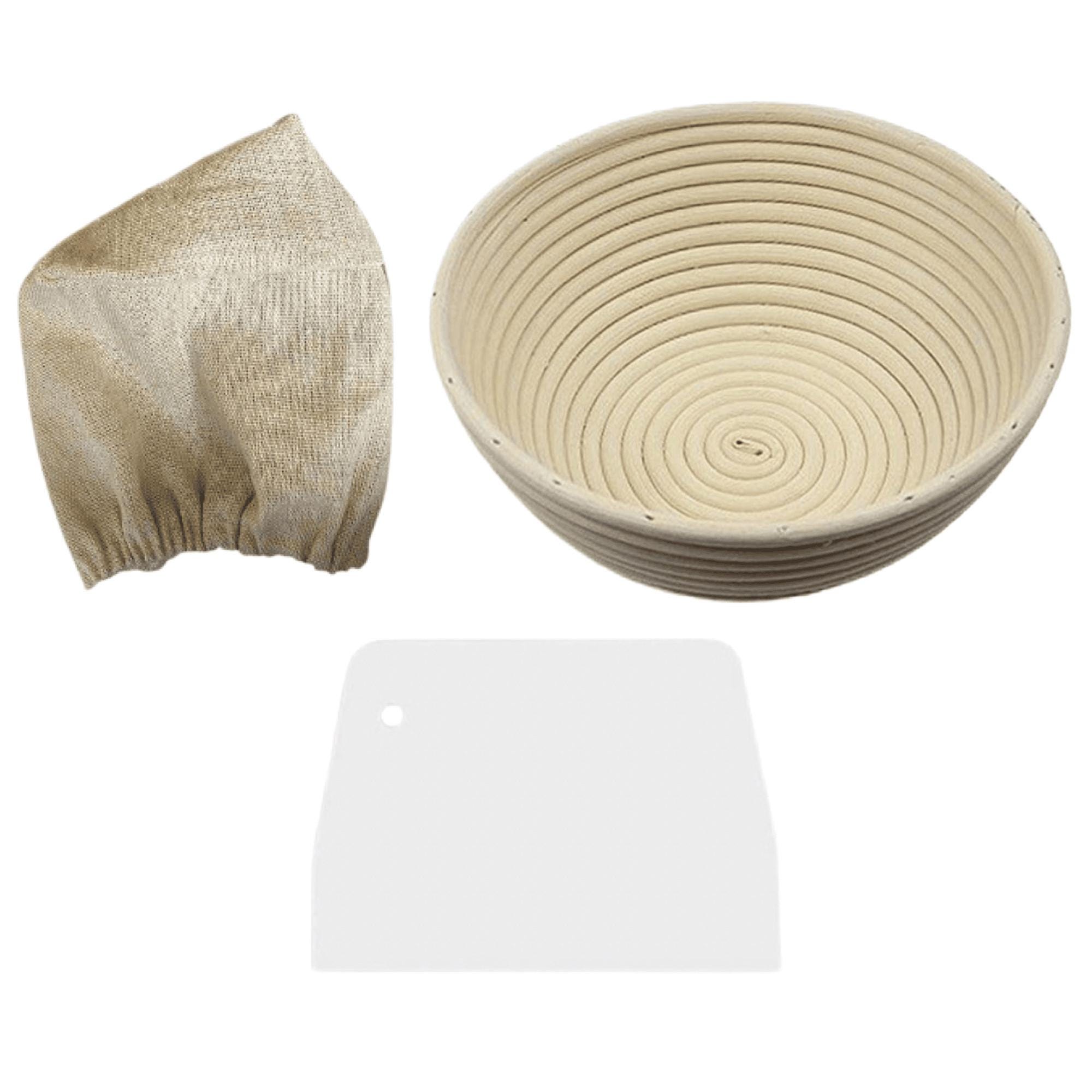 Cesta De Fermentación Walfos 23cm - 2 Unidades + Espátula, Ratán Natural Para Pan De Masa Madre
