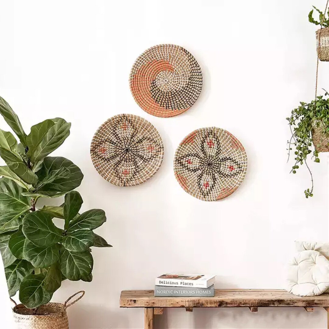 Woven Wall Basket Set Hanging Seagrass Baskets Decorative Boho Styled Baskets All Natural Home ...