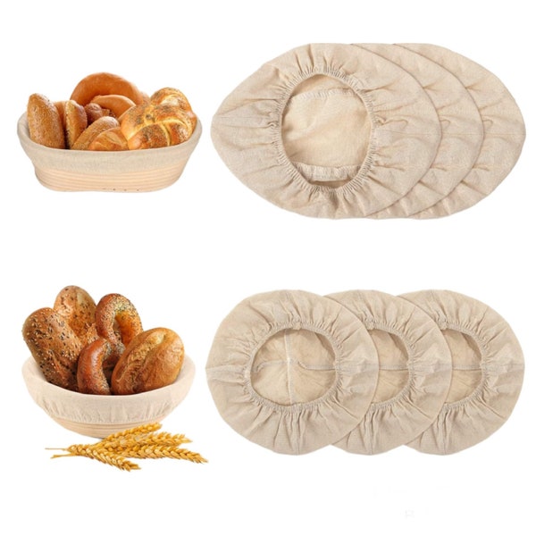 2 Packs Round and Oval Bread Proofing Basket Cloth Liner Rattan Baking Dough Basket Cover Natural Rattan Banneton Proofing Cloth