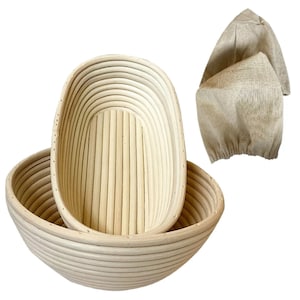 Banneton Brot Proofing Korb, 9 &quot;runden und 10&quot; ovalen Sauerteigkörben-Einlagen, handwerkliche Brotherstellungswerkzeuge für professionelle und Heimbäcker