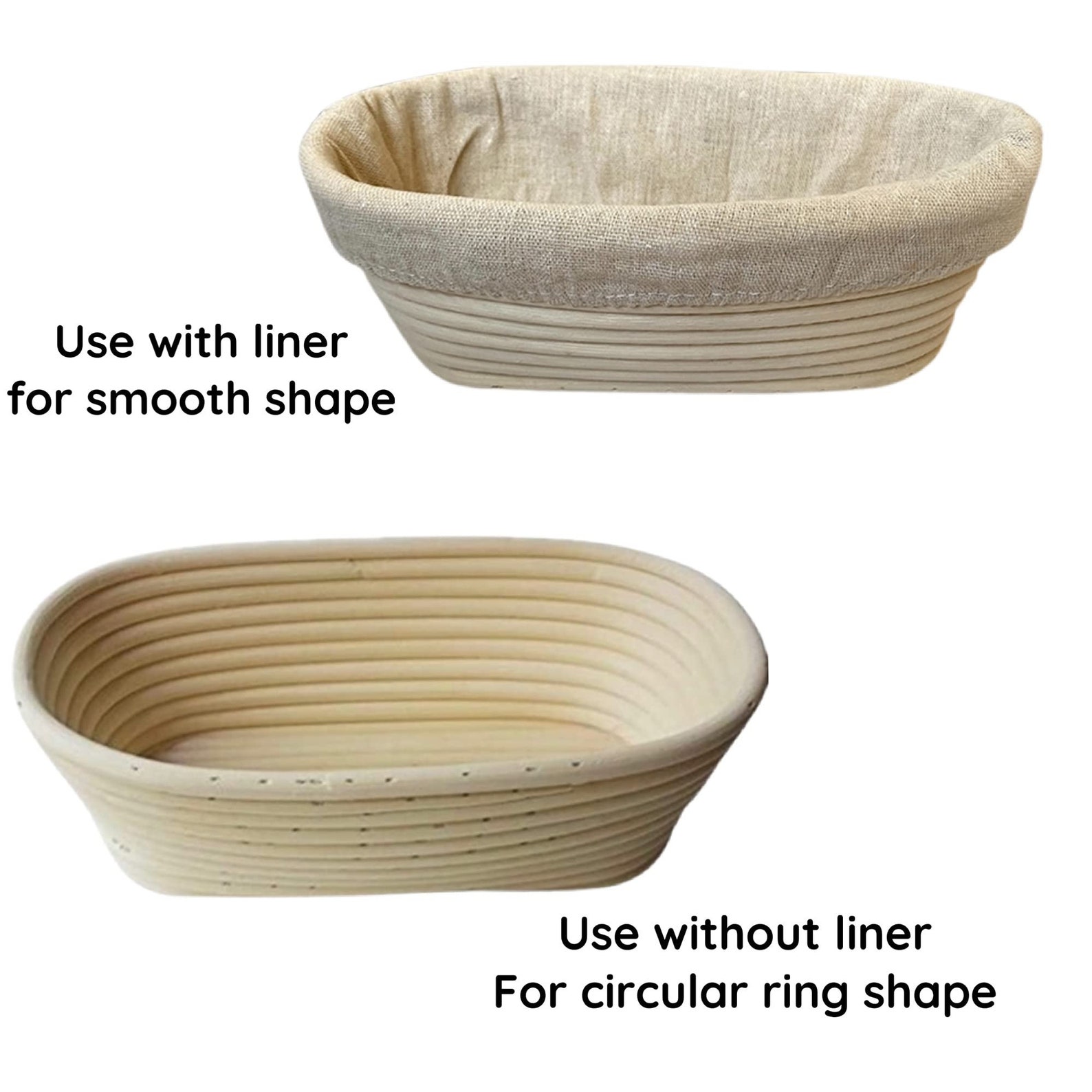 10-Inch Oval Banneton Proofing Basket Set - Thumbnail 3
