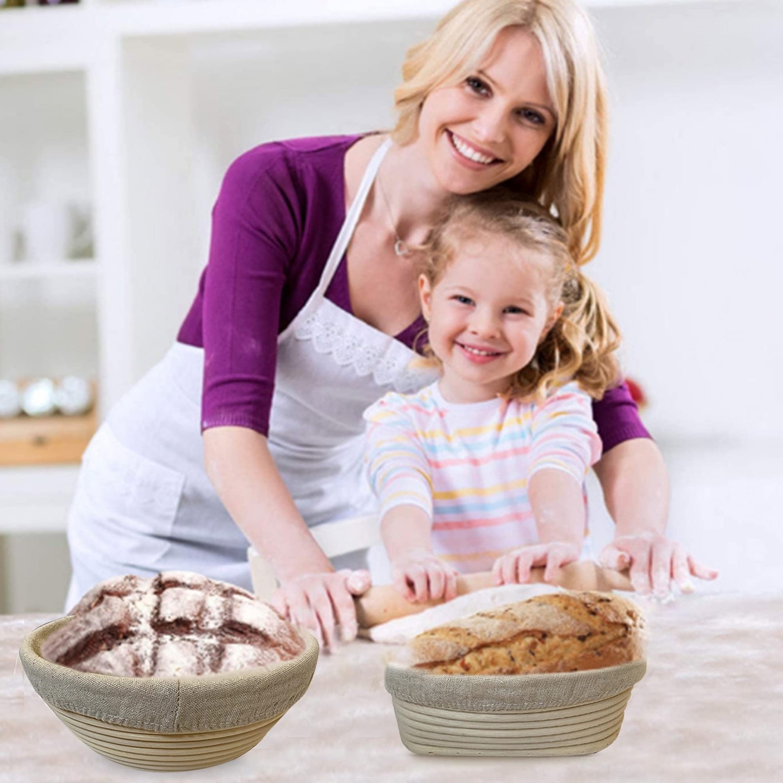 10-Inch Oval Banneton Proofing Basket Set - Thumbnail 4