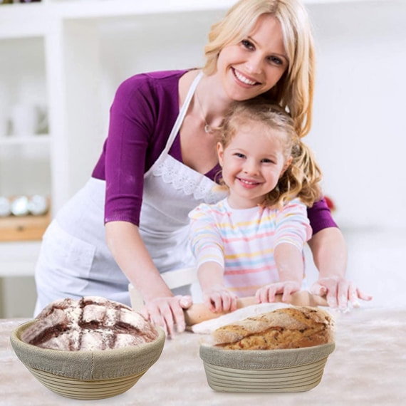 Banneton Brot-Gärkörbe Set – 4 Ovale Körbe Mit 20 Brotbeuteln | Sauerteig-Zubehör Aus Baumwolle