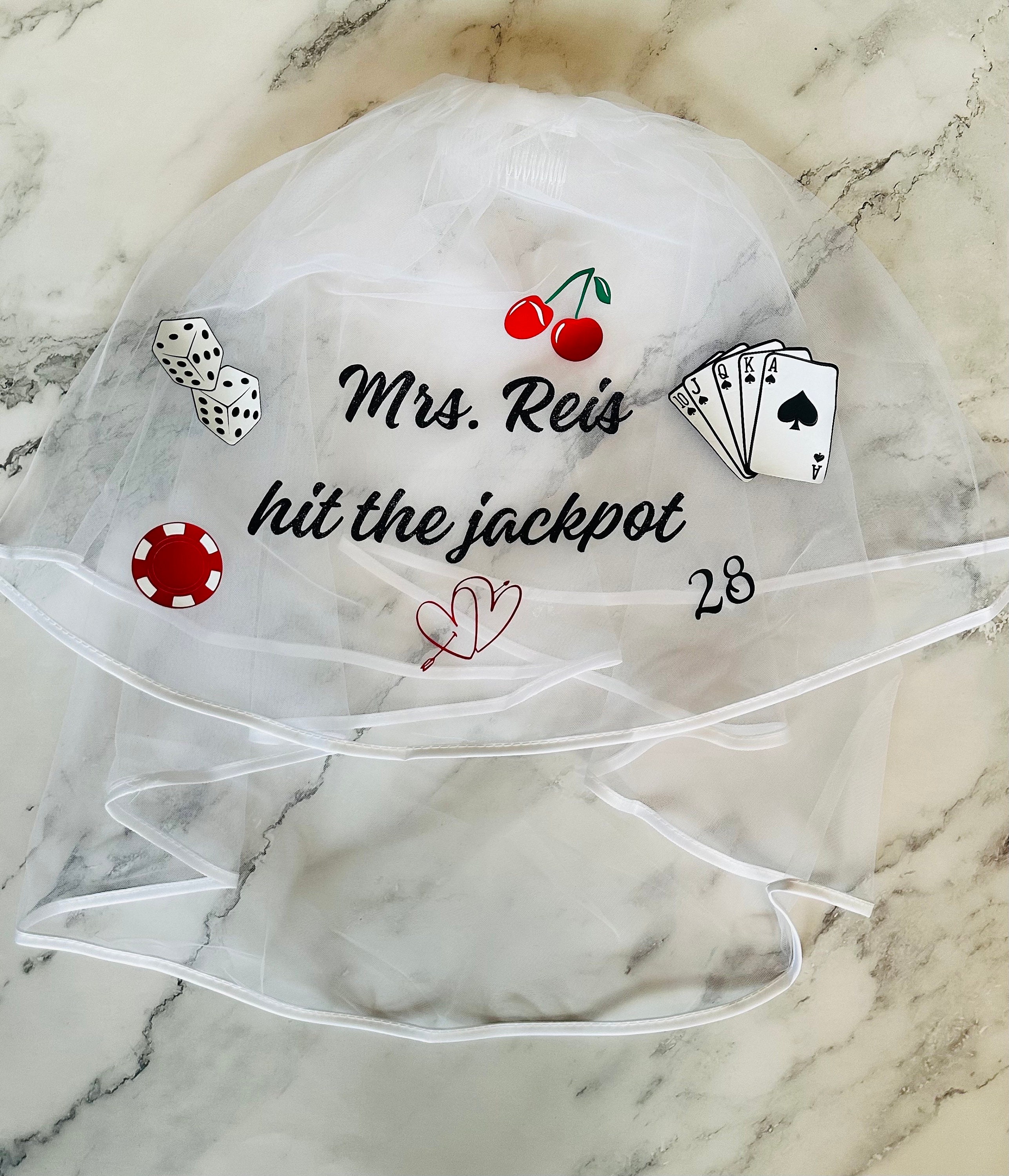 Bride Bachelorette Veil, Bachelorette Party Veil, Bride to be Gift, Personalized Bride Veil, Bridal Shower Veil, jackpot veil, Vegas wedding