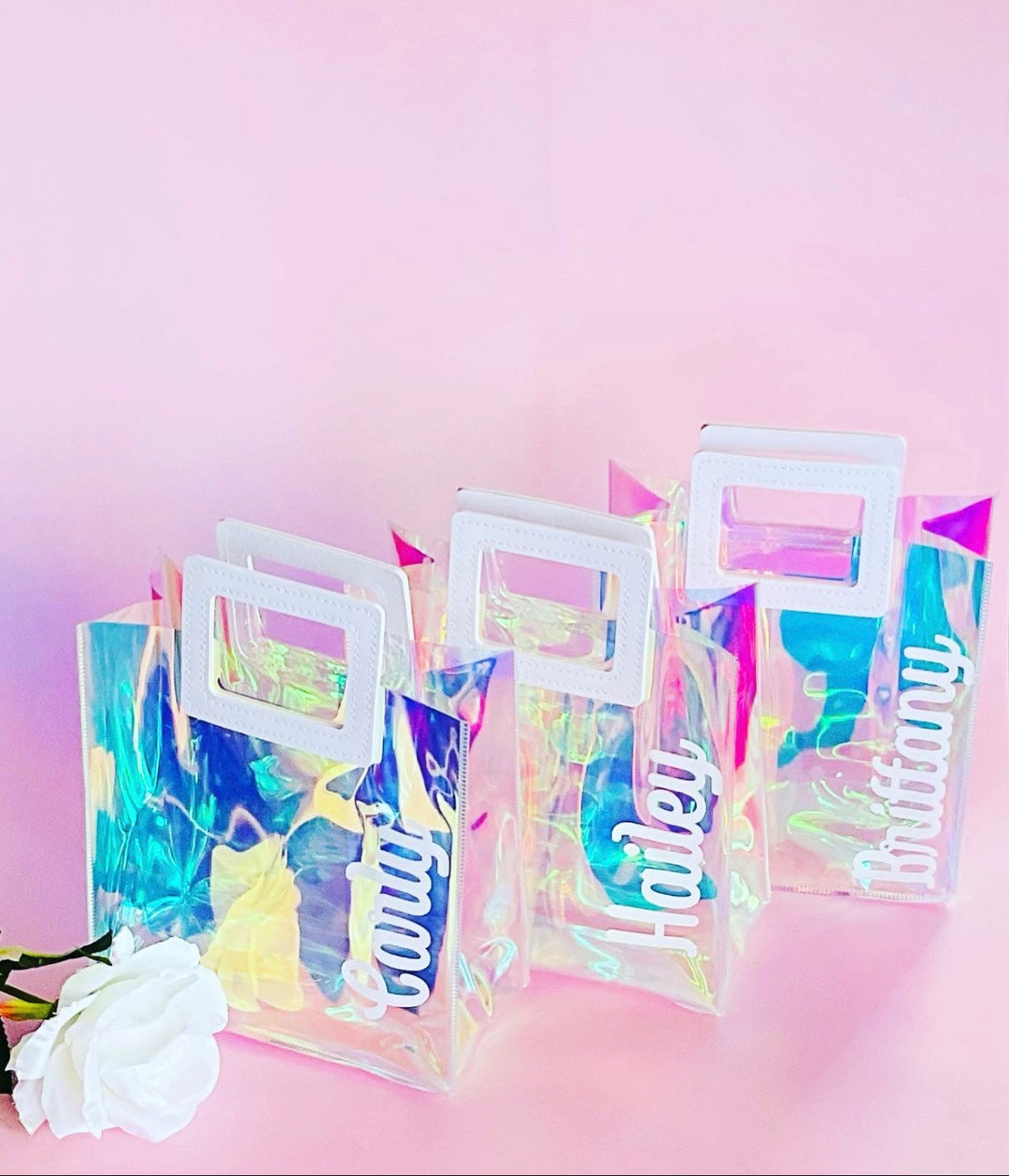 Personalized Bridesmaid Gift Bags, Holographic Bag, Custom Thank You ...