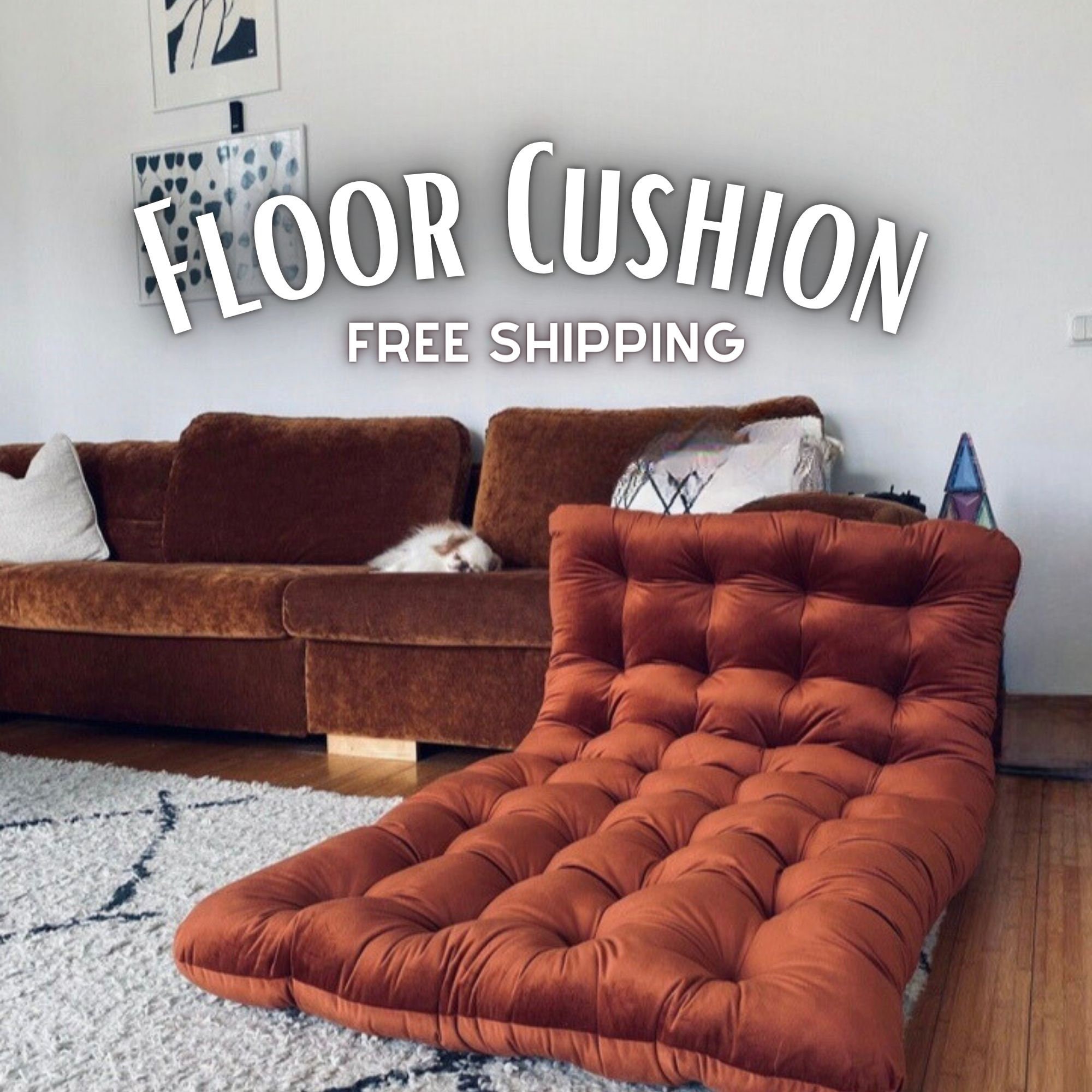 1pc Floor Pillow Meditation Pillow Solid Thick Tufted Seat Cushion For  Living Room Khaki