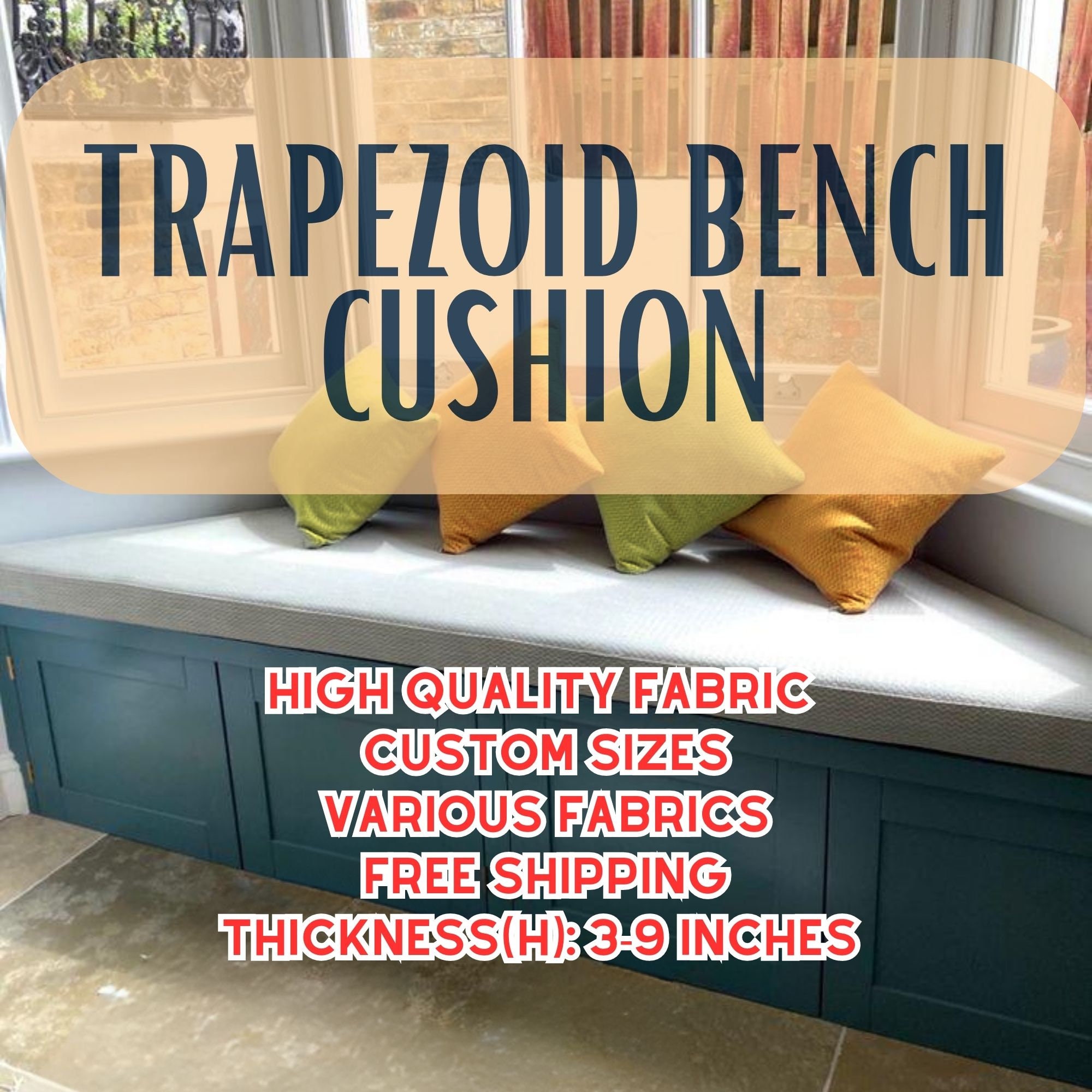 Custom Trapezoid Bench Cushion Trapezoid Window Cushion Etsy