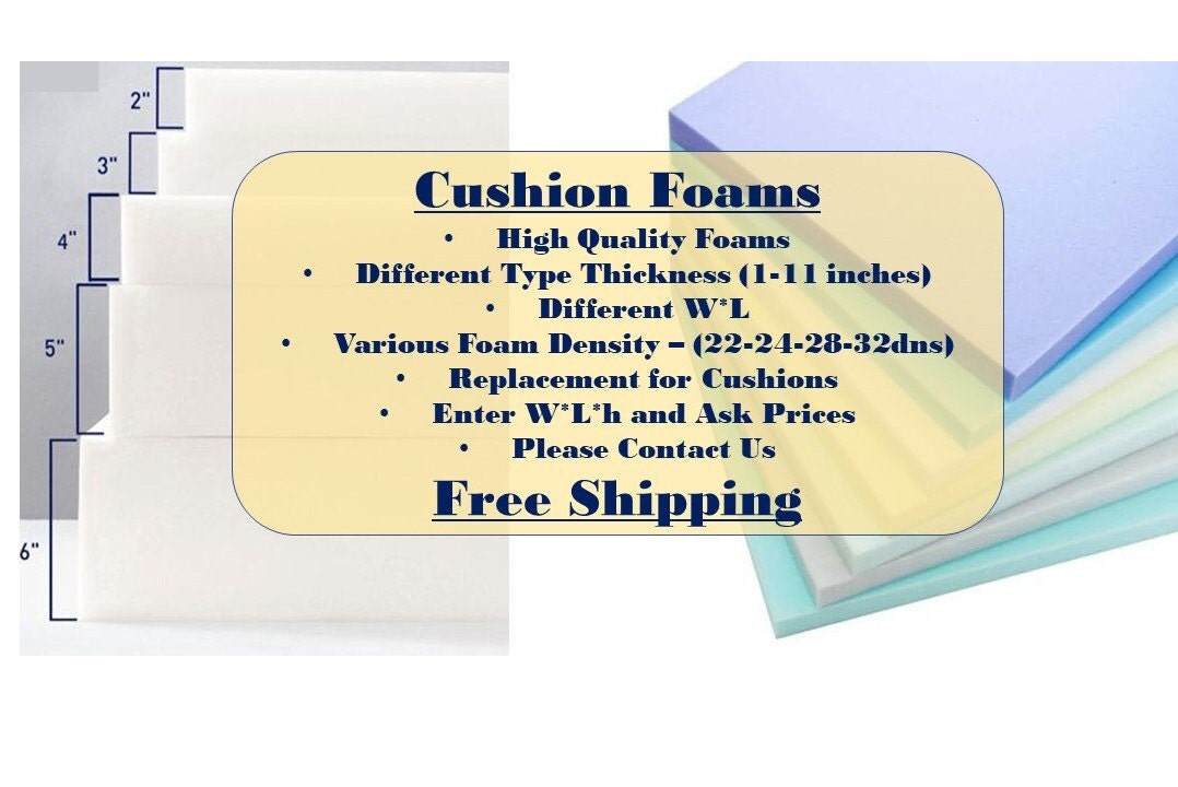 Upholstery Foam 6 Inch Thick 22 Wide 22 Inches Long High Density 1.8 Lb 46  ILD Firm Couch Cushion Replacement
