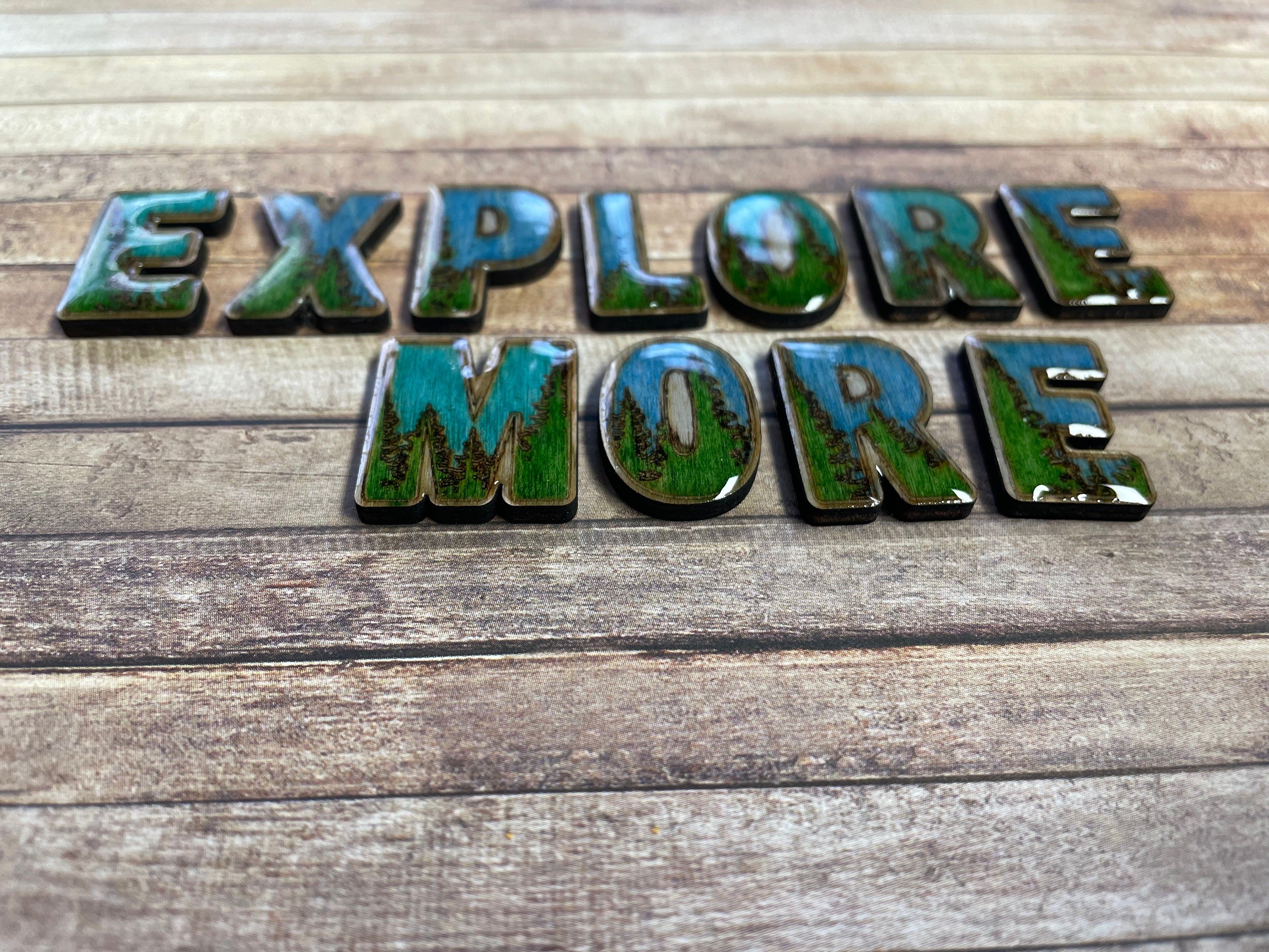 Explore More Title With Resin on Top Scrapbooking Embellishments Hiking