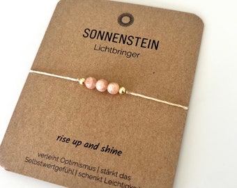 Sonnensteinarmband, Heilstein, Wunscharmband, Edelstein, Optimismus, Glück. Perfektes Geschenk, Wegbegleiter. 14 kGold | Silber | rosegold