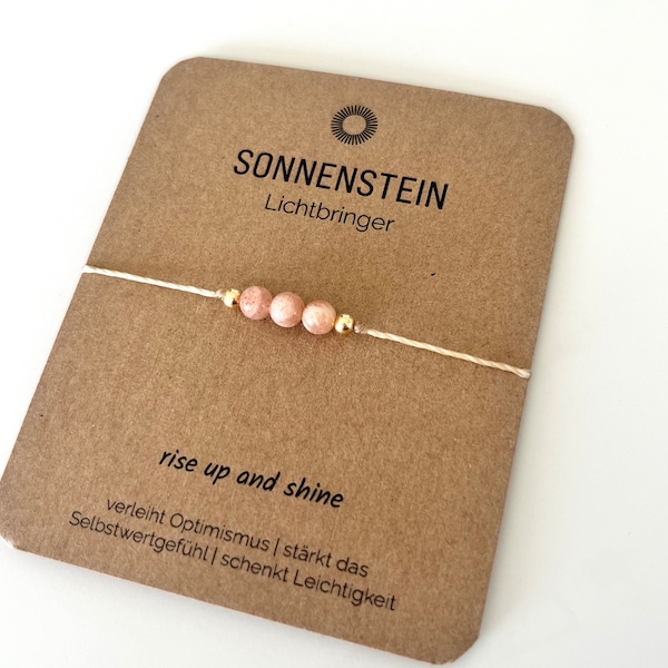 Sonnensteinarmband, Heilstein, Wunscharmband, Edelstein, Optimismus, Glück. Perfektes Geschenk, Wegbegleiter. 14 kGold | Silber | rosegold