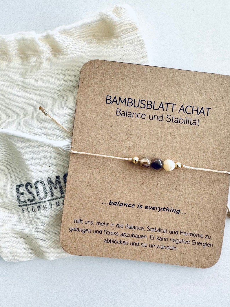 Bambusblatt Achat, Heilstein, feines Armband, Perlen. Perfektes Geschenk. Boho, Wunscharmband Freundschaftsarmband, 14k gold, 925 Silber Bild 4