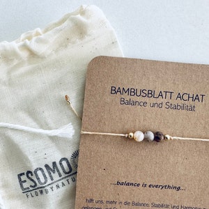 Bambusblatt Achat, Heilstein, feines Armband, Perlen. Perfektes Geschenk. Boho, Wunscharmband Freundschaftsarmband, 14k gold, 925 Silber Bild 9