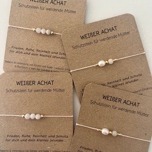 Weißer Achat, Schutzstein für werdende Mütter und Kind, Geburt, Heilstein, feines Armband, . Perfektes Geschenk. Babyshower 画像 4