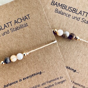 Bambusblatt Achat, Heilstein, feines Armband, Perlen. Perfektes Geschenk. Boho, Wunscharmband Freundschaftsarmband, 14k gold, 925 Silber Bild 8