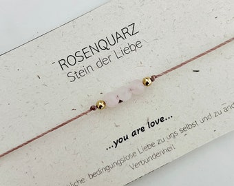 Rosenquarzarmband, Heilstein, feines Armband, Perlen. Perfektes Geschenk und Wegbegleiter. Stein der Liebe, zart rosa. Valentinstag