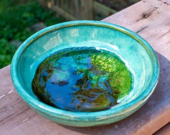 Schmuckschale aus Crackle-Glas – handgedrehte Keramik