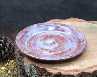 Misty Maroon Wheel Thrown Ashtray or Spoon Rest