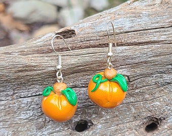 Pumpkin Earrings - Polymer Clay / Sterling Silver