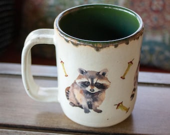 Raccoon *IMPERFECT* Mug | *PLEASE READ* 10oz Wheel-Thrown Pottery