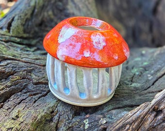 Mushroom Candle Holder - Wheel Thrown Pottery